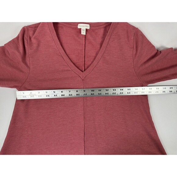 Garnet Hill Tunic Top Womens Small Red Tencel V Neck Stretch Handkerchief Hem - Picture 10 of 15